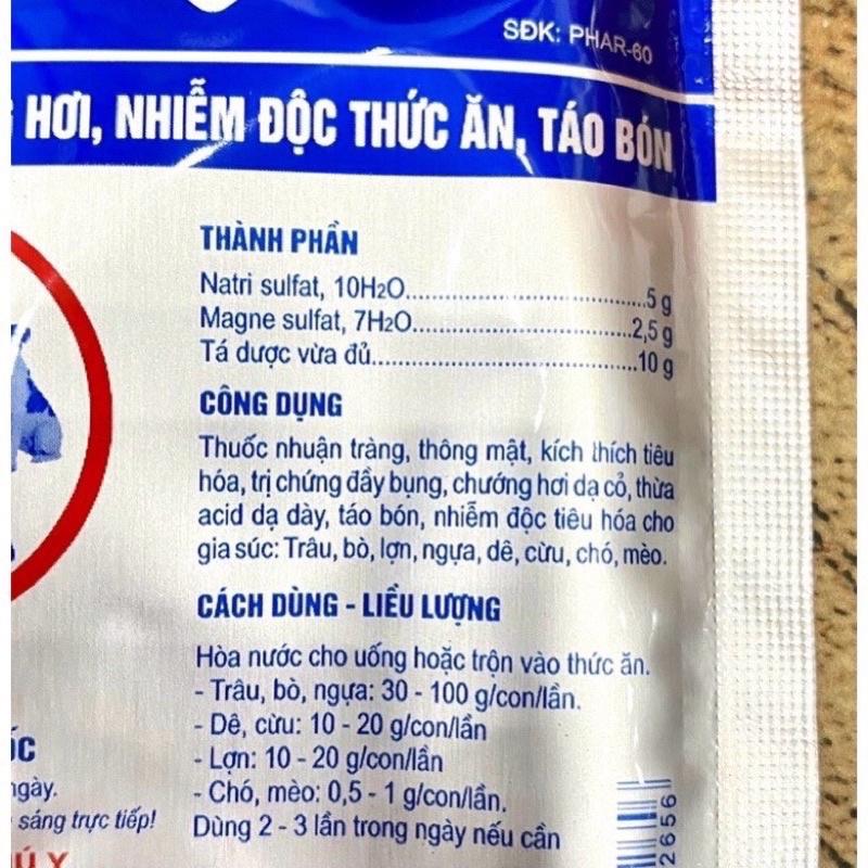 1 gói PHARMALOX 10g dùng cho chướng hơi, táo bón trên trâu bò lợn gà chó mèo