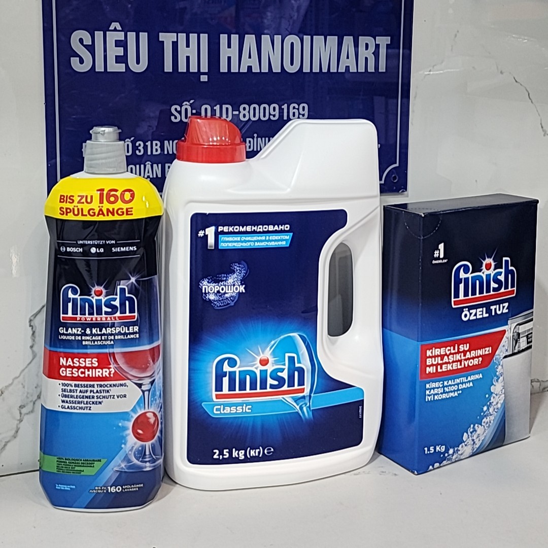 Bột Rửa Chén Bát Hương Chanh Finish Classic Power Powder Lemon Sparkle chai 2.5 kg