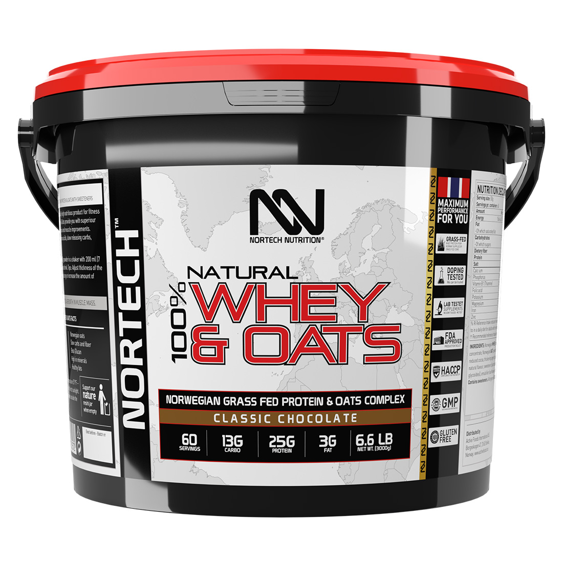 [Chính hãng] Nortech Nutrition | Whey Oats 3KG (60 Liều), Bổ Sung 25.5g Whey Protein, 13g Yến Mạch, 11.7g EAA