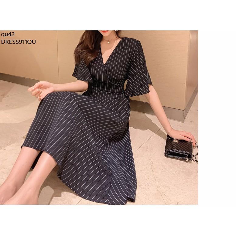 DRESS818 ĐẦM KẺ SỌC TAY LOE