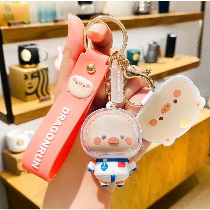 Móc khóa Phi hành gia Heo con đáng yêu PVC loại tốt