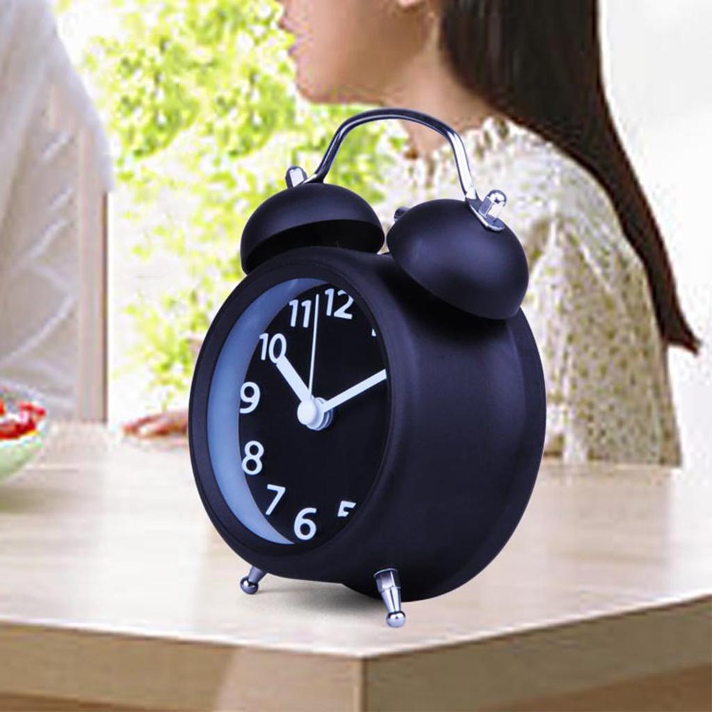 Classic Retro Vintage Double Bell Alarm Clock Silent Non-ticking Sweep Small Adorable Quartz Loud Alarm Clock with Night Light for Home Bedroom Bedside Office