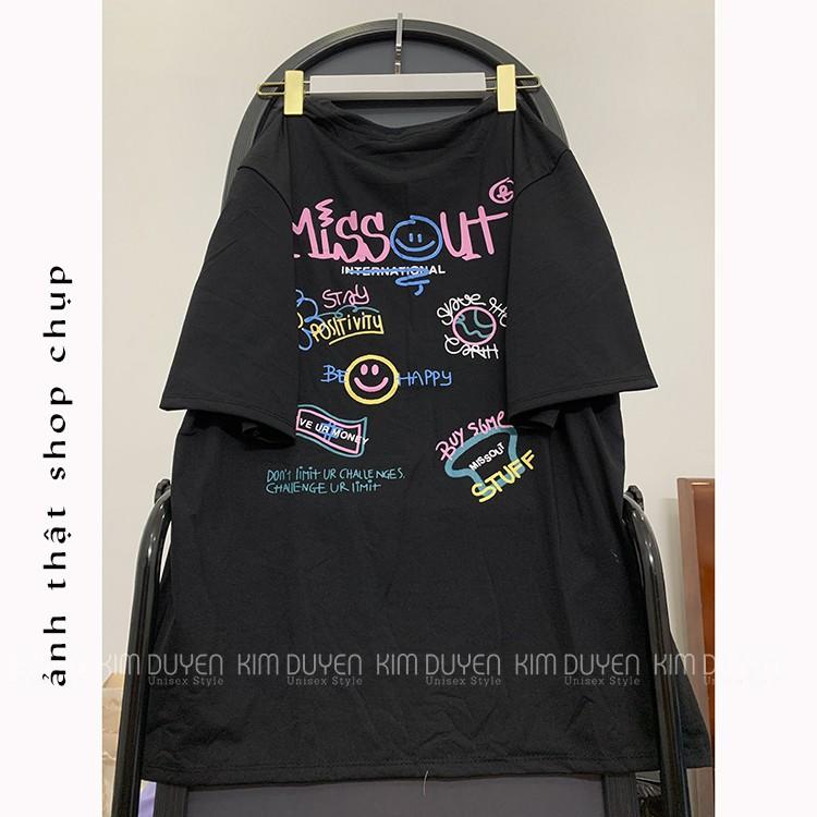 Áo Thun MisOut 2 Màu Trắng, Đen tay lỡ form rộng Unisex 38-65kg Nam Nữ