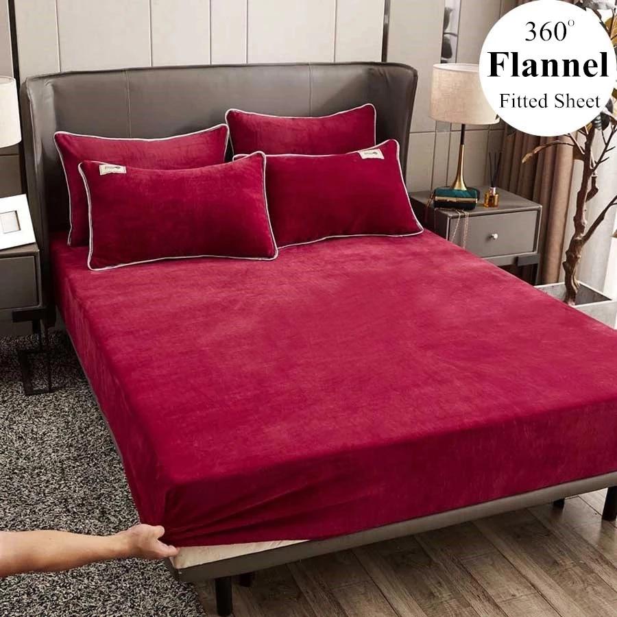 WOSTAR Mùa Đông Ấm Chắc Chắn Dép Nỉ Thun Trang Bị Tấm Bảo Vệ Nệm Da Siêu Mềm Vua Kích Thước Giường Đôi Giường