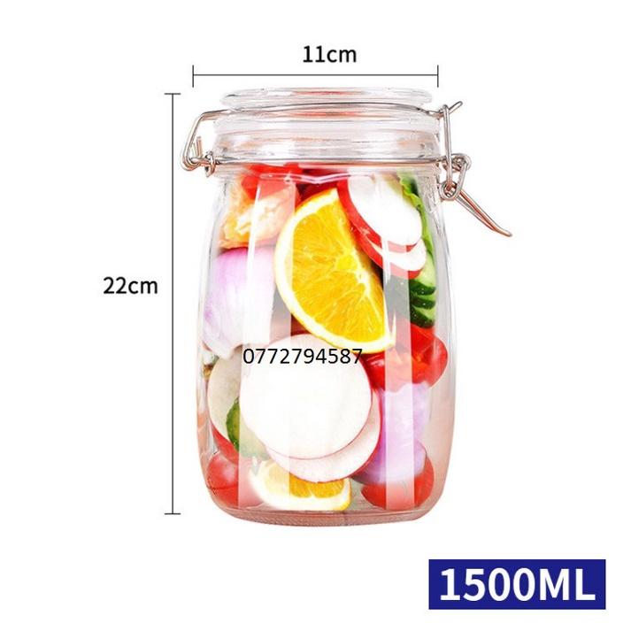 Hũ Thủy Tinh Bầu Nắp Gài Gọng Thép 500ml , 750ml , 1000ml
