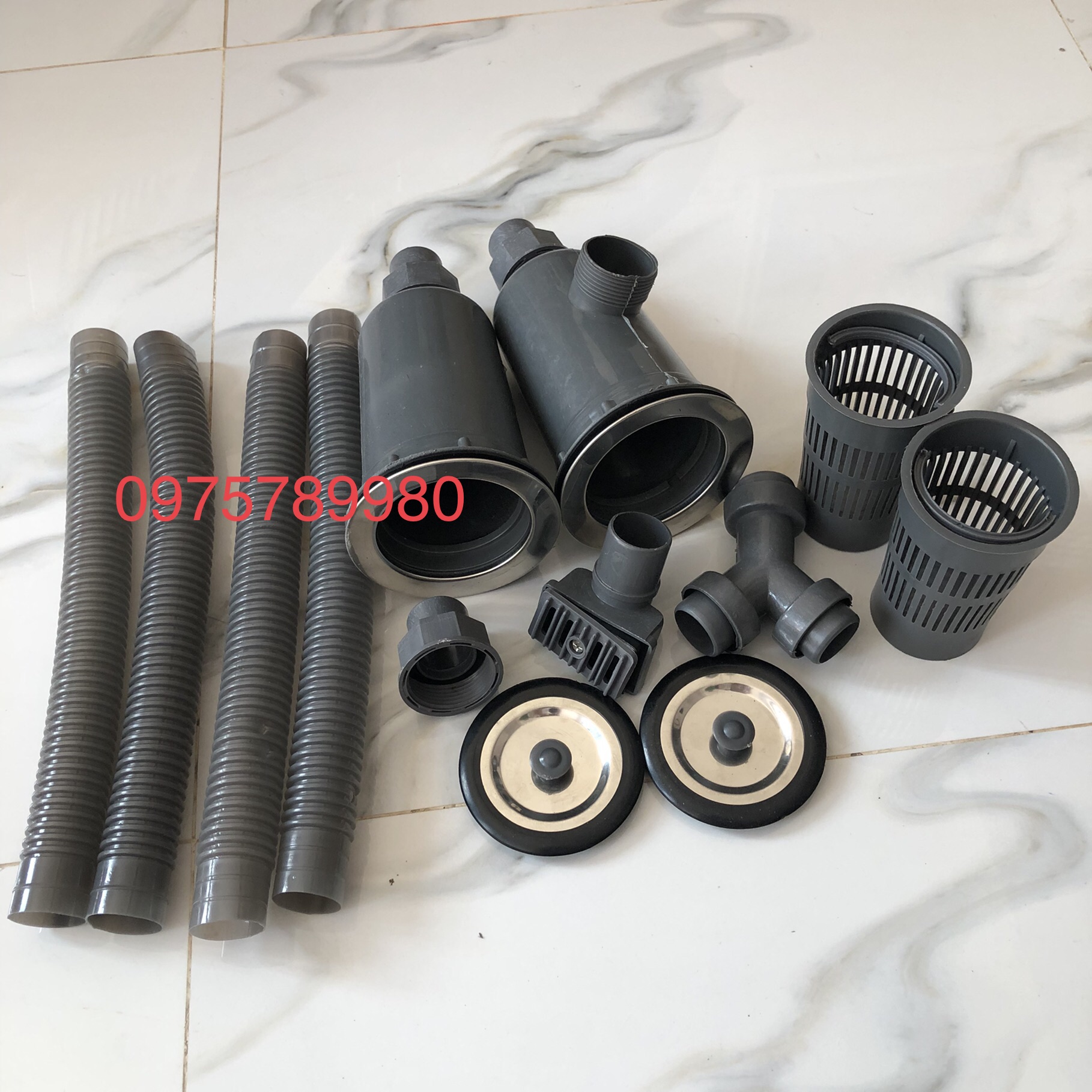Bộ xả bồn rửa bát đôi-Xi phông bồn rửa bát nhựa