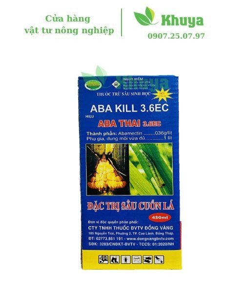 Thuốc trừ sâu sinh học ABA THAI 3.6EC 450ml Rầy nâu - Bọ trĩ - Sâu cuốn lá