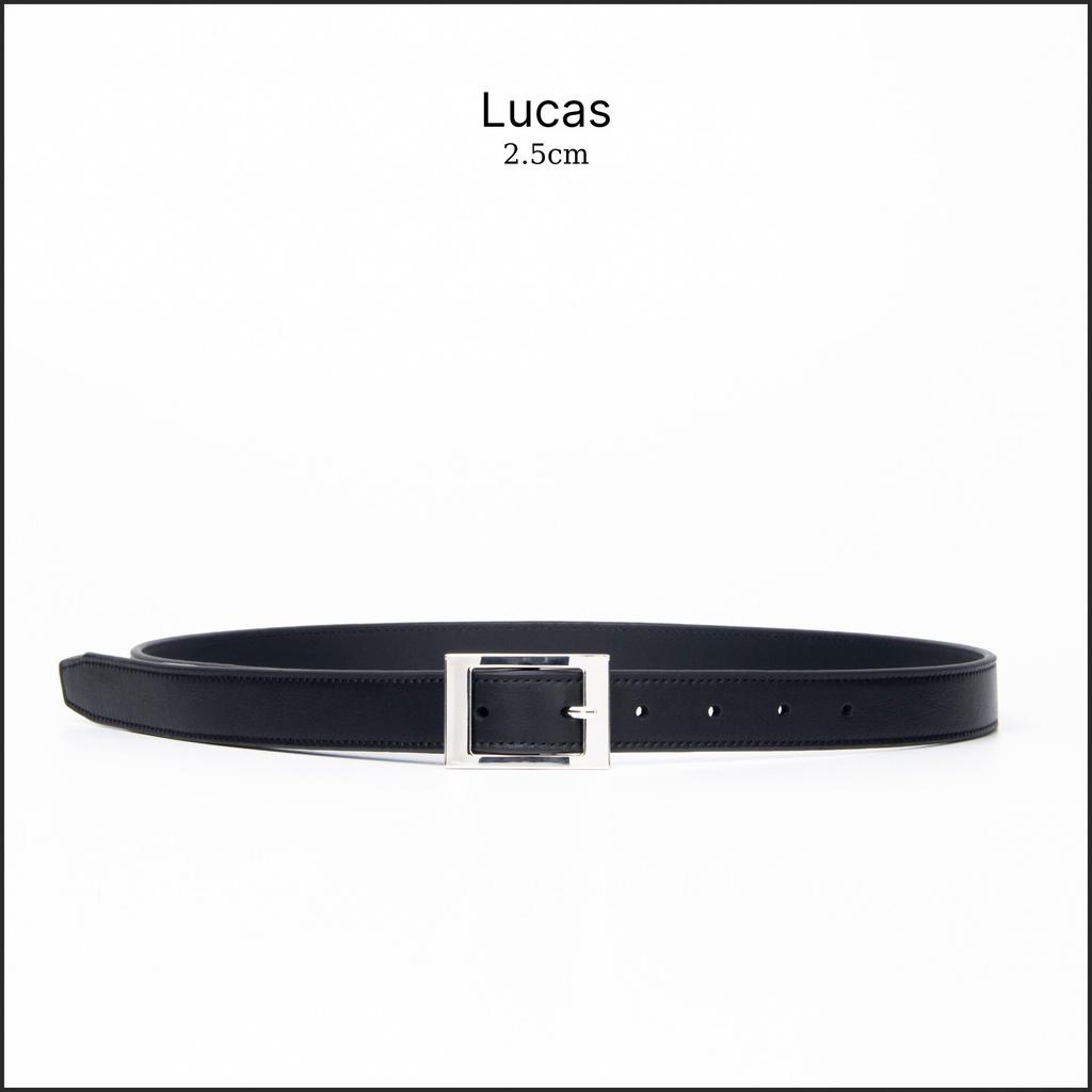 Thắt lưng da bò Lucas nhập khẩu hàng hiệuAugust mặt dây 2.5cm, hợp kim cao cấp, lỗi 1 đổi 1