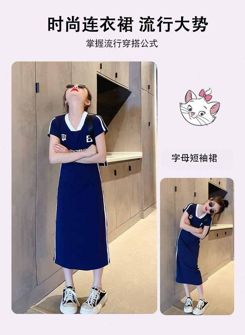 TOBE1SHOP Cô gái ăn mặc cotton mùa hè mỏng 2023 học sinh trung học cơ sở trẻ em lớn tây lưới váy vừa vặn màu đỏ