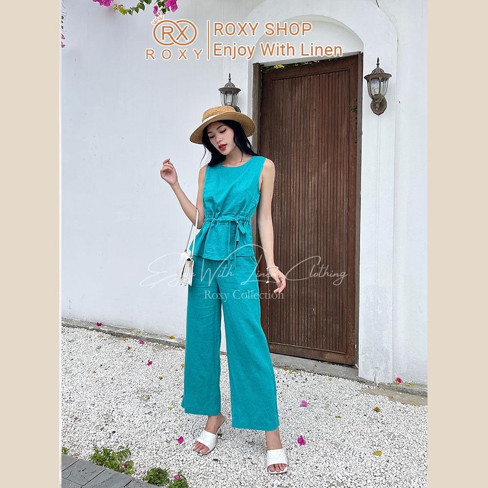 Set Bộ Linen Cao Cấp Sát Nách Cột Nơ Rút Eo Sang Chảnh