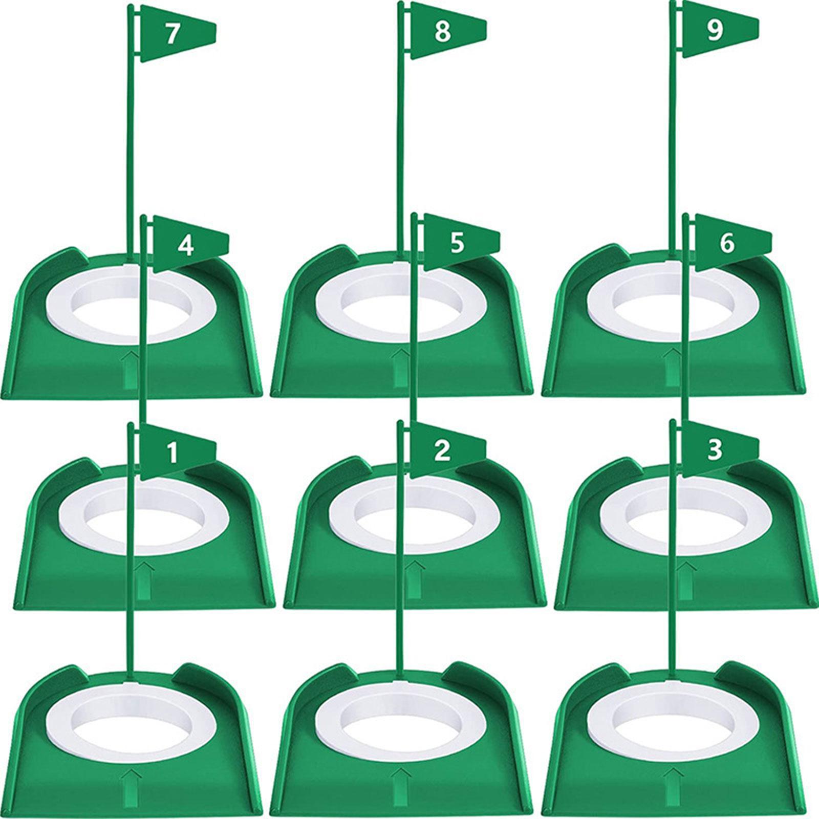 9Pcs Practice Hole with Flag Backyard Putter Practicing Putting Cup for Golf