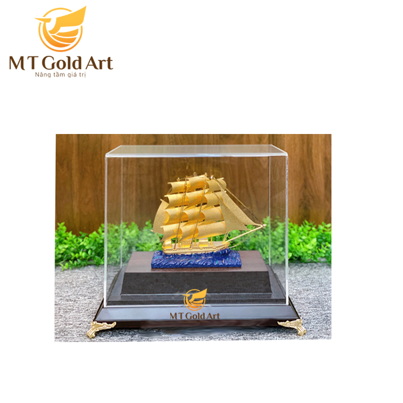 Mô hình thuyền dát vàng 24k MT Gold Art(29x17x34 cm) M01- Hàng chính hãng, quà tặng dành cho sếp, khách hàng, đối tác