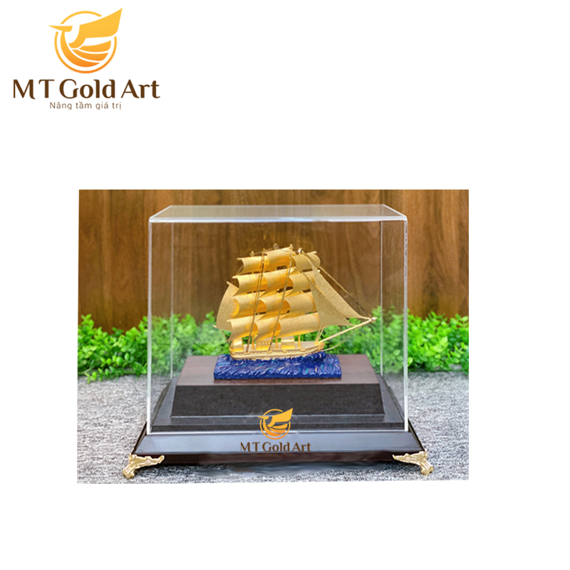 Mô hình thuyền dát vàng 24k MT Gold Art M01- Hàng chính hãng, quà tặng dành cho sếp, khách hàng, đối tác
