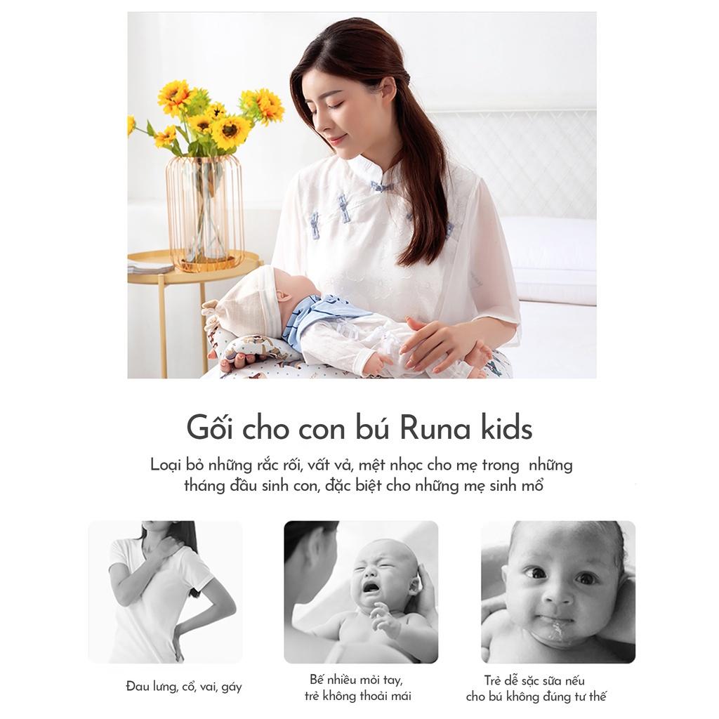 Gối cho bé bú đa năng cao cấp RUNA KIDS chất liệu Cotton Hàn 100% cao cấp mềm mịn thoáng mát an toàn cho da bé