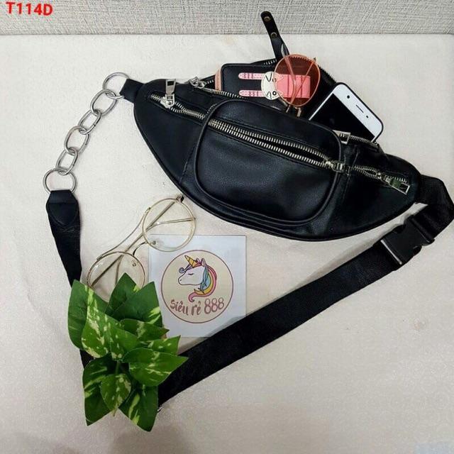 Túi đeo chéo da/ túi đeo bụng 2in1 nam/nữ chất đẹp