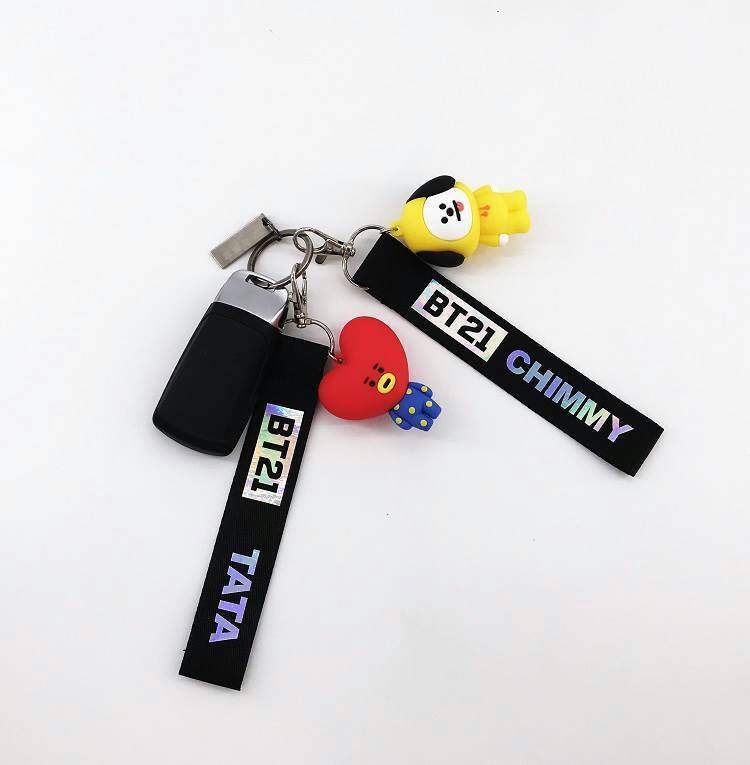 Móc khoá cao su BT21 kèm nametag đen quà tặng ARMY