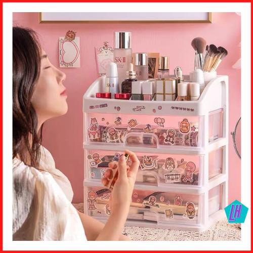 Kệ đựng mỹ phẩm 4 tầng trong suốt kệ đụng mỹ phẩm 4 tầng 3 ngăn kéo