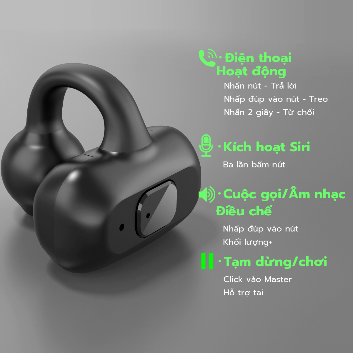 J191 -Tai nghe Bluetooth kẹp dẫn khí GOOJODOQ TWS 5.3 kẹp một tai không dây hỗ trợ kết nối lẫn nhau cho android iphone