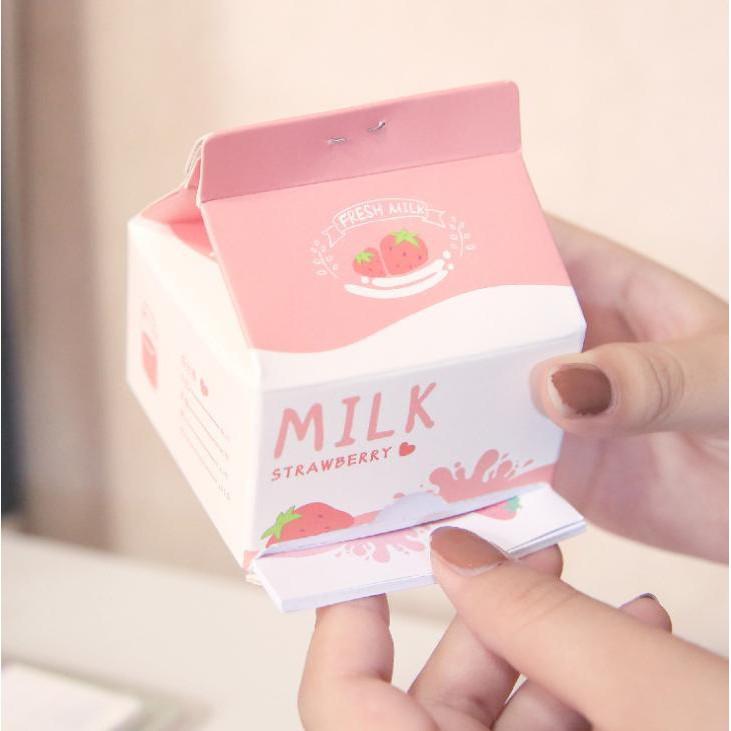 Giấy note hộp sữa ghi chú hình đồ ăn chuối trà xanh sữa cà phê 200-300 tờ (Tùy mẫu- Được chọn mẫu)