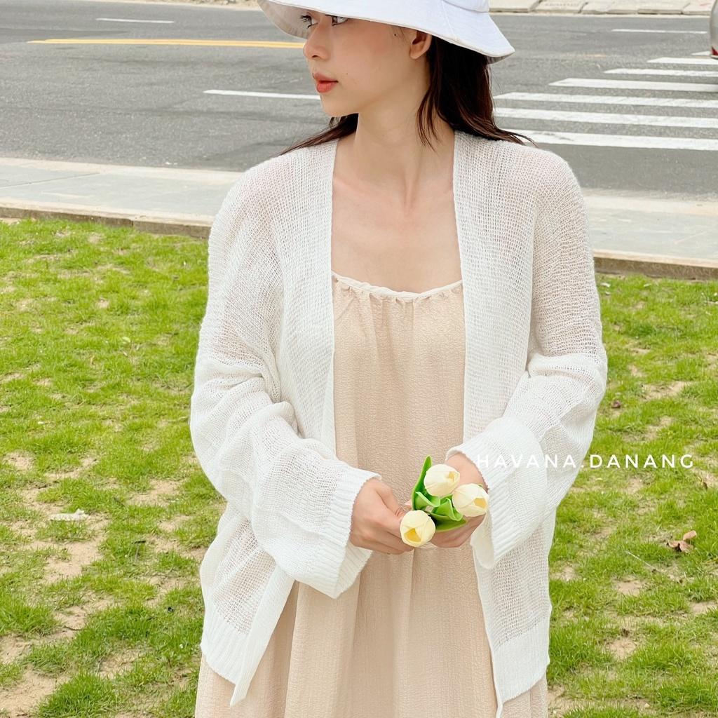 Áo khoác cardigan len mỏng, áo khoác nữ dài tay phong cách Hàn Quốc