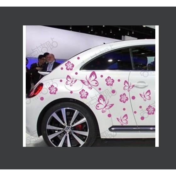 Decal trang trí tường / Xe - Bướm Hồng