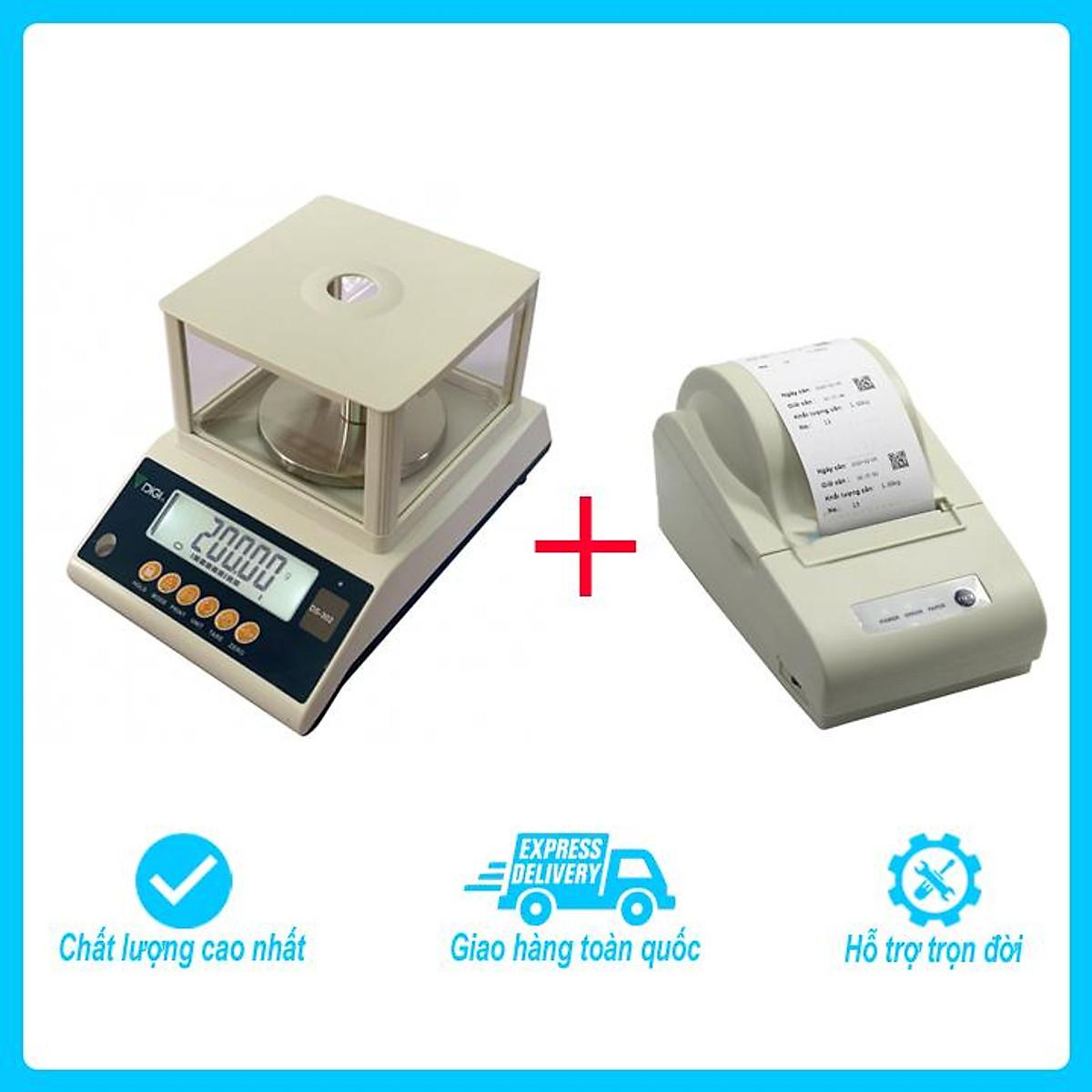 Bộ sản phẩm cân điện tử kỹ thuật 2 số lẻ Digi DS mức cân tối đa 600g, độ chia 0.01g kết nối với máy in bill/ tem nhãn