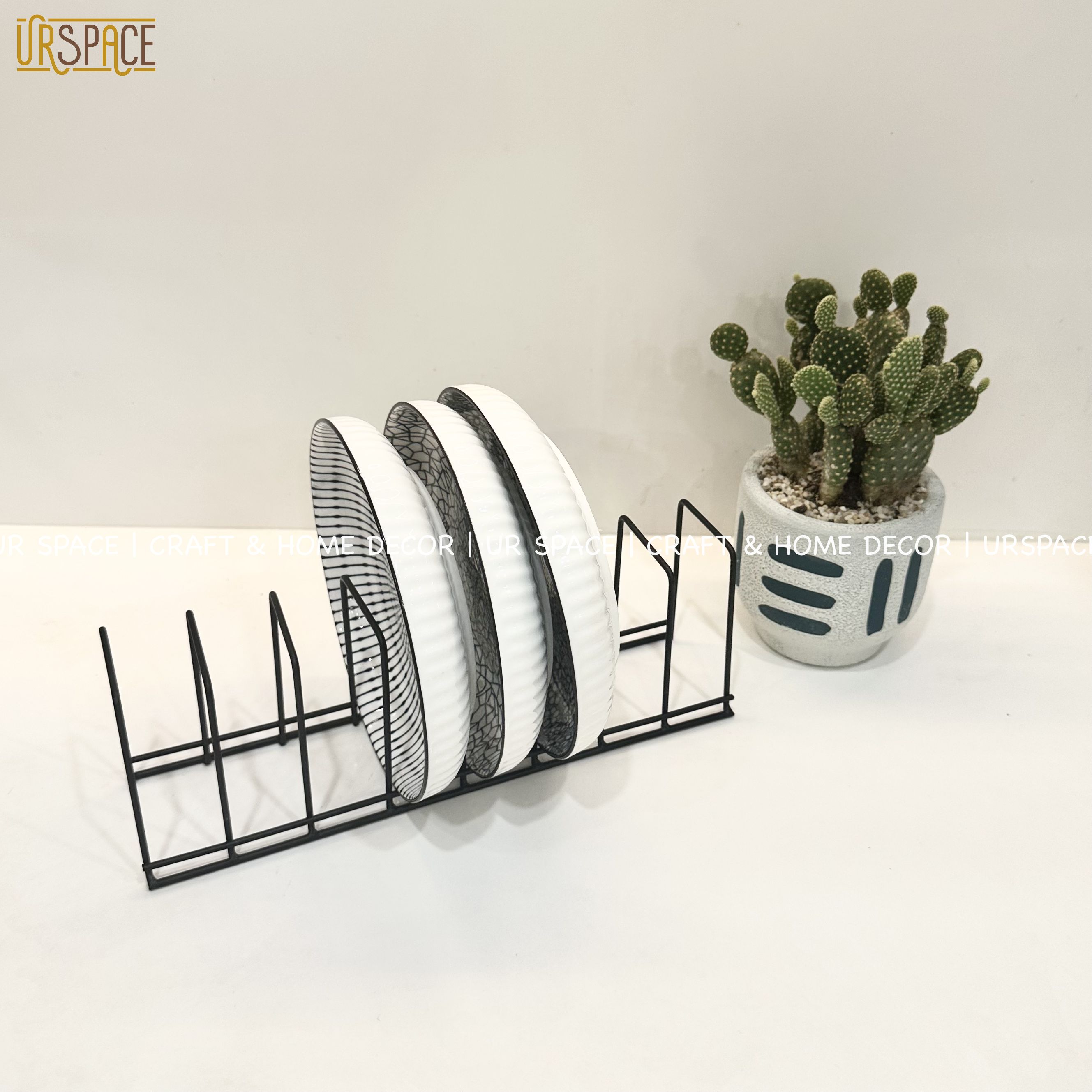 Giá kệ sắt úp chén dĩa URSPACE màu đen tiện dụng, thông minh / Kitchen Dish Drain Racks
