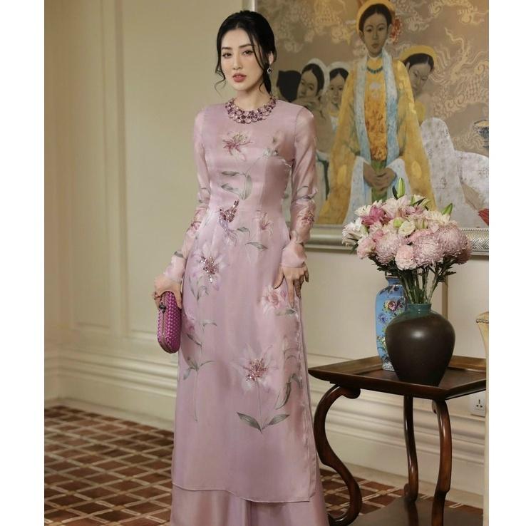 Áo Dài Cách Tân Đính Kết Chim Hoa Sắc Xảo ,Điệu Đà, 2 Mẫu Cho Nàng Lựa Chọn