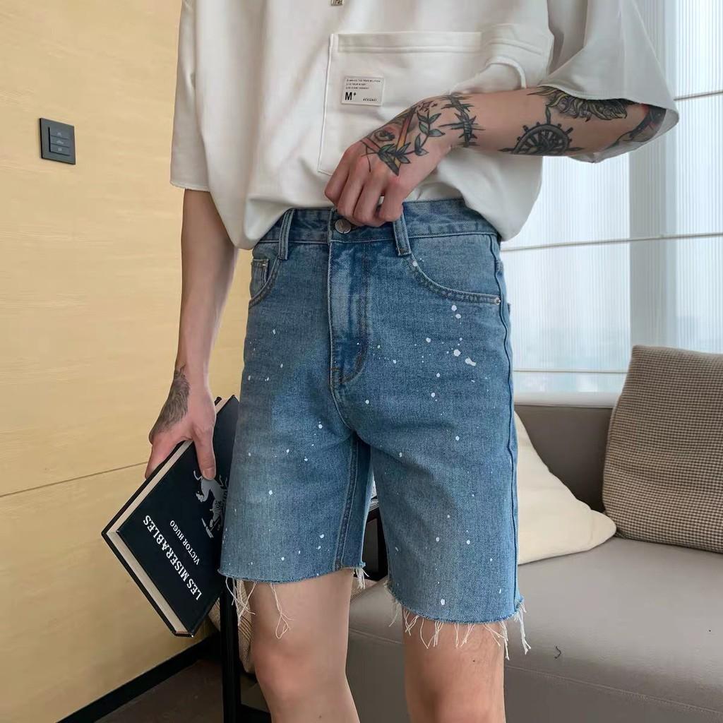 Quần short jeans chấm sơn