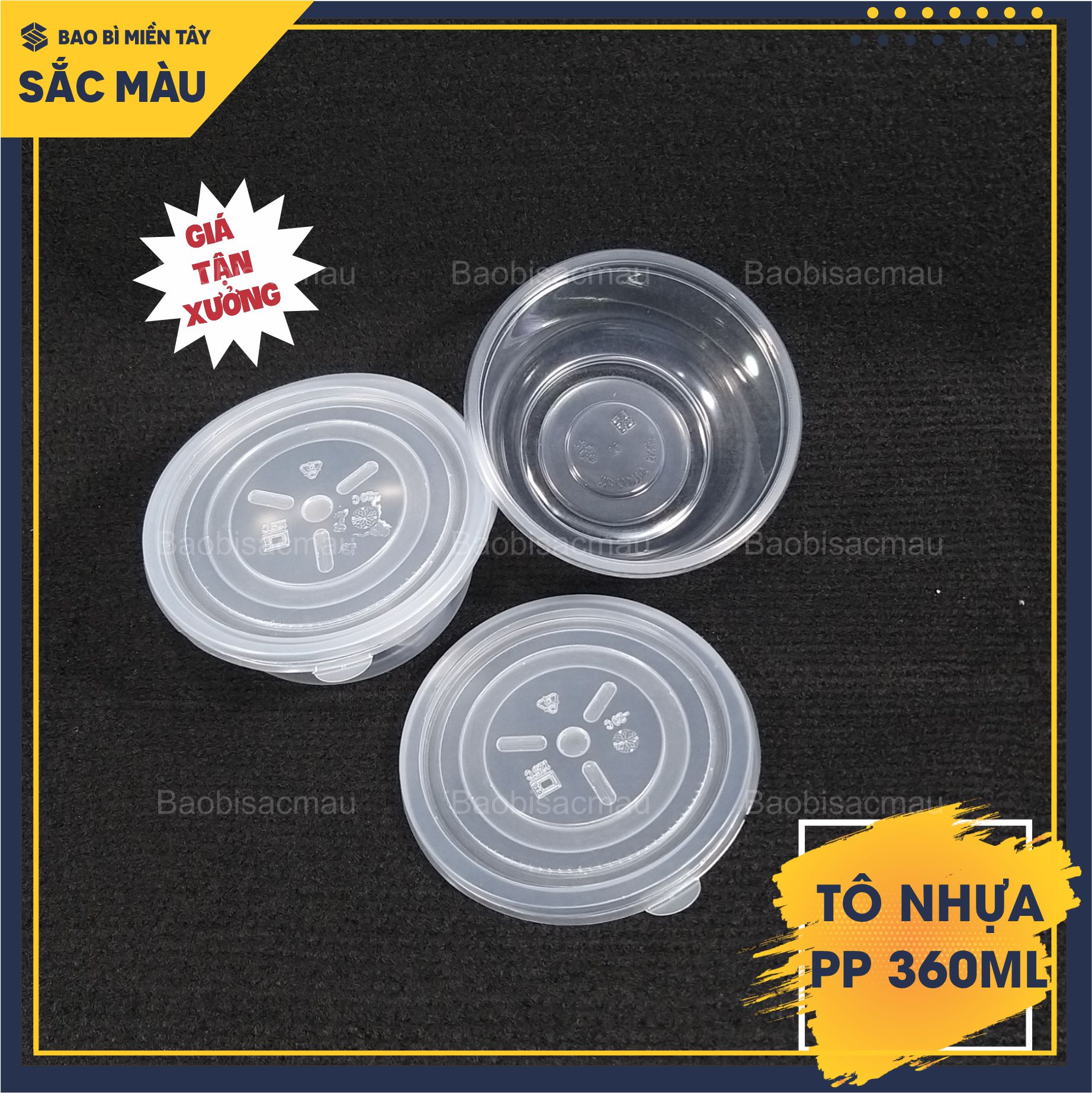 Set 50 Tô nhựa PP 360ml kèm nắp, tô nhựa đựng thực phẩm, chịu nhiệt tốt