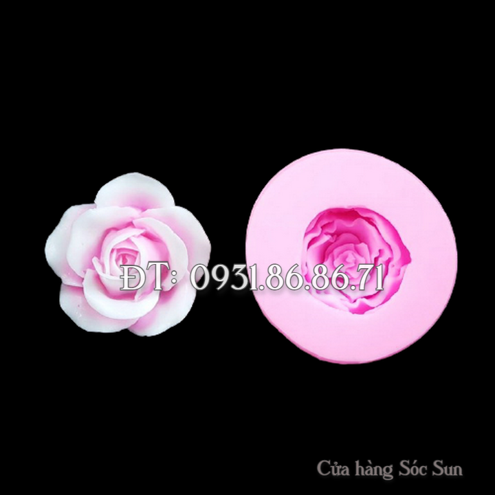 Khuôn silicon hoa hồng cánh bầu loại 7 cm - Mã số 1457