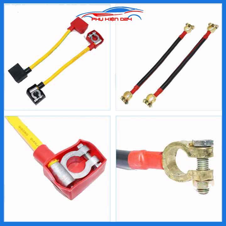 Cáp đồng nối cực ác quy 30cm 2 đầu siết bu lông đa năng chịu dòng 100A