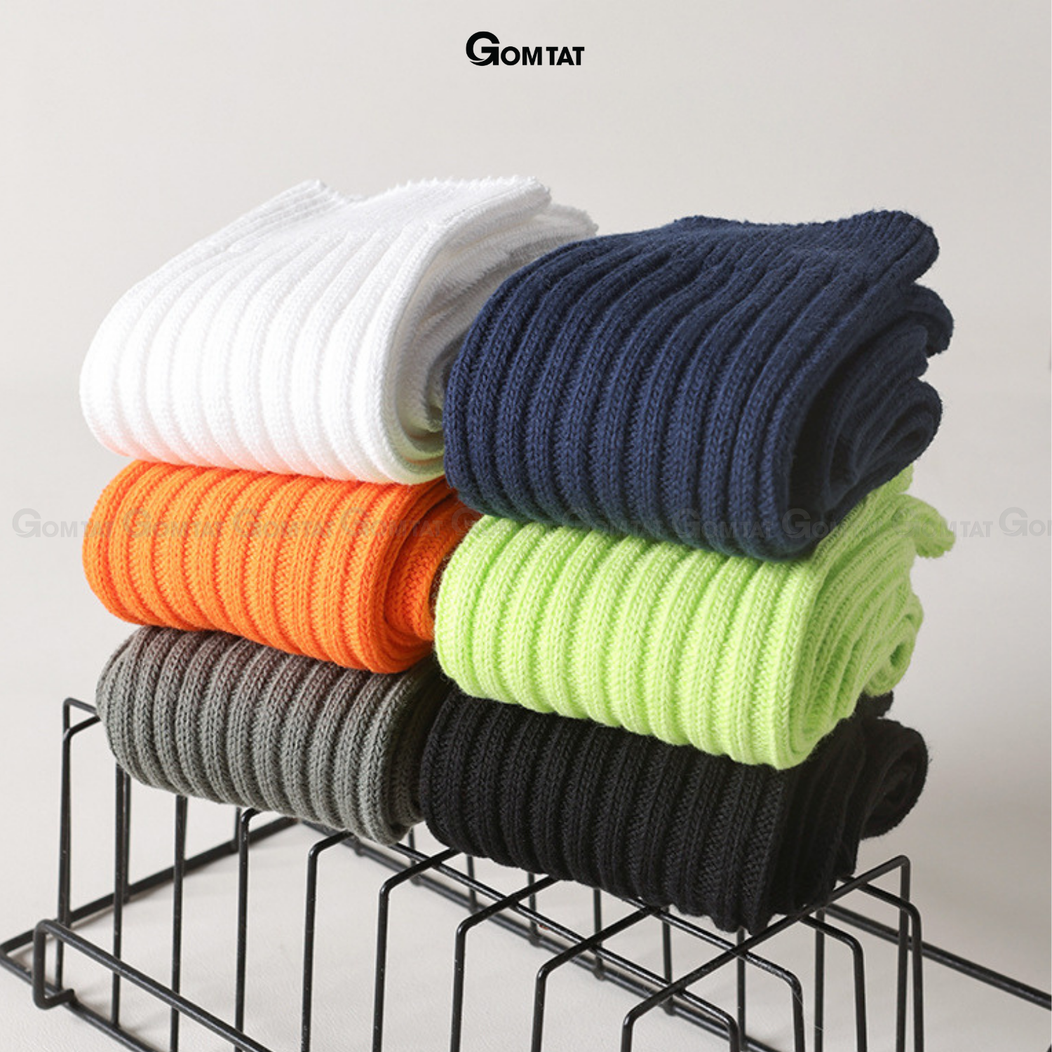 Tất nam nữ cổ cao trơn sọc gân chìm, vớ cổ cao unisex chất liệu cotton mềm mại, thoáng mát - CAOGANCHIM-UYE-7005-1DOI