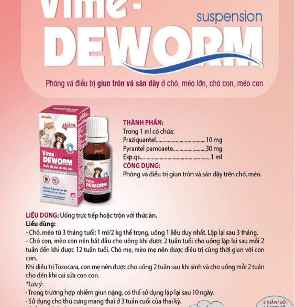 Xổ Giun Vime Deworm cho Chó Mèo Dạng Nước Vemedim