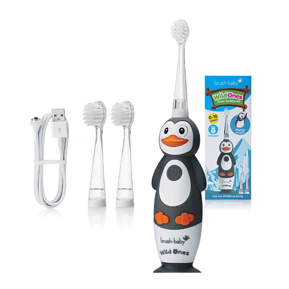 Brush-Baby Bàn chải điện sóng âm WildOnes kèm sạc, 2 chế độ làm sạch răng an toàn và hiệu quả cho bé (0 - 10 tuổi)