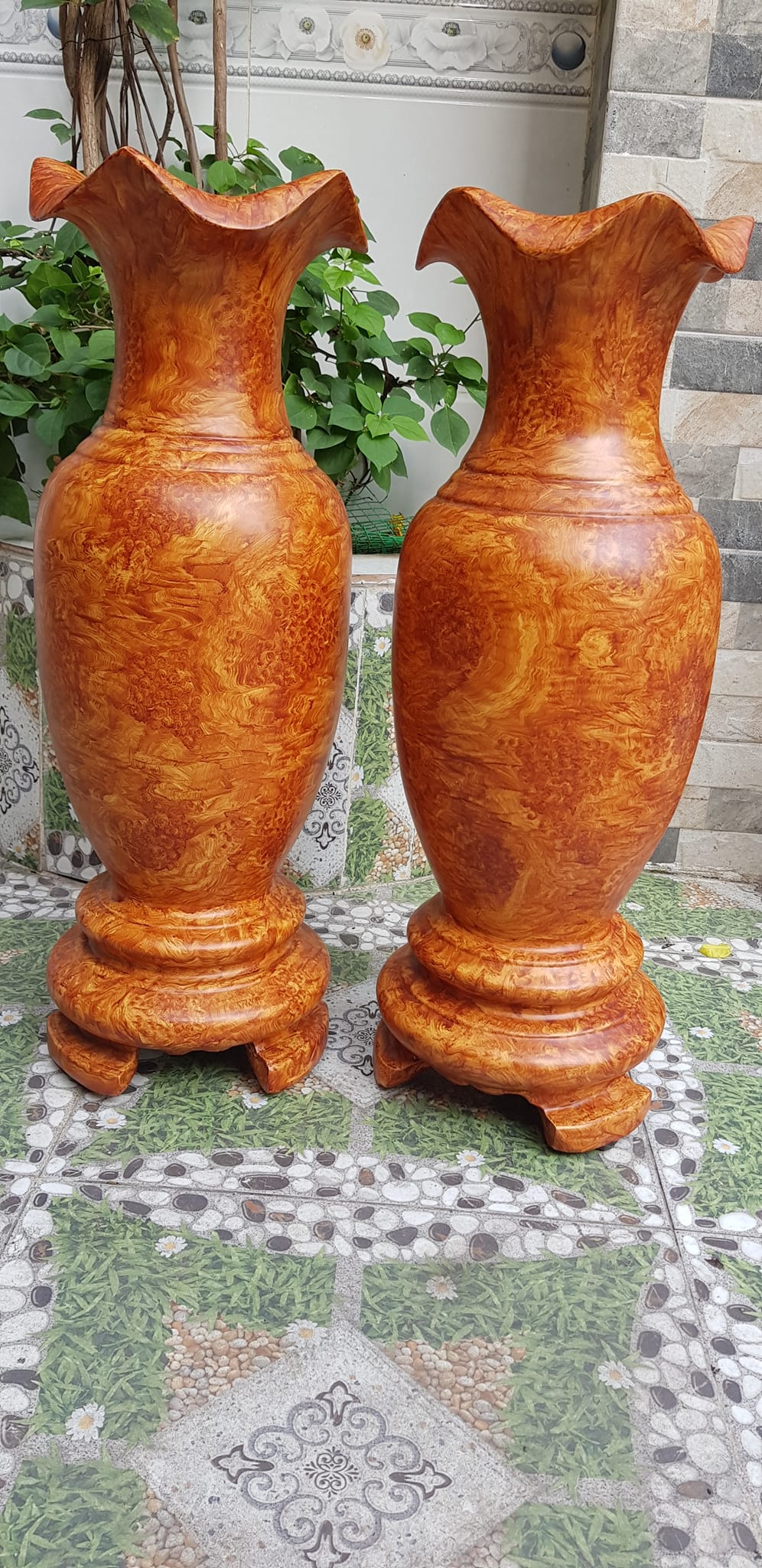 Cặp Bình Gỗ nu gõ hay gõ vẽ nu cao tròn đều đẹp cao 60cm x đk 20cm ý nghĩa bình an , phú quý Anh Chị trưng phòng khách nhà, công ty, bàn thờ thần tài to đẹp ạ