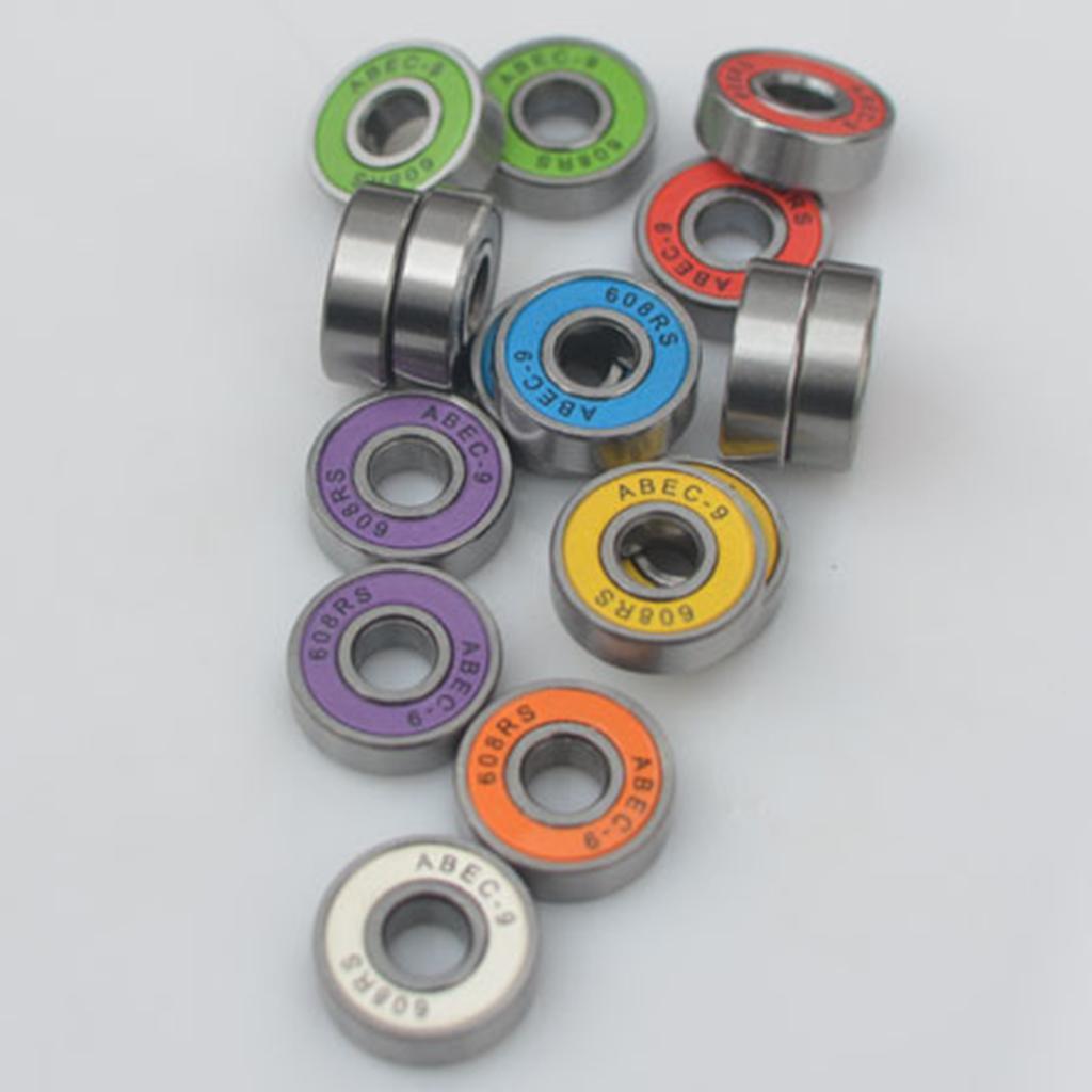 40pcs Frictionless Abec 9 Skateboard Roller Skate Bearings 608-RS 8x22x7mm