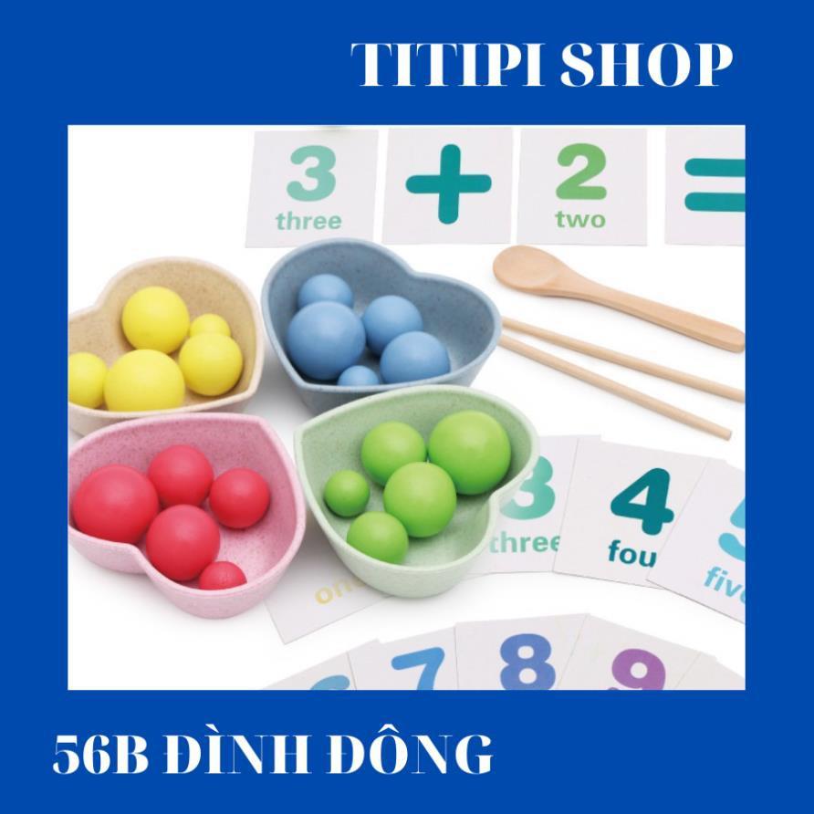 Siêu giảm giá Bộ gắp bi gỗ rèn vận động MONTESSORI bản Đẹp 155k còn 90k