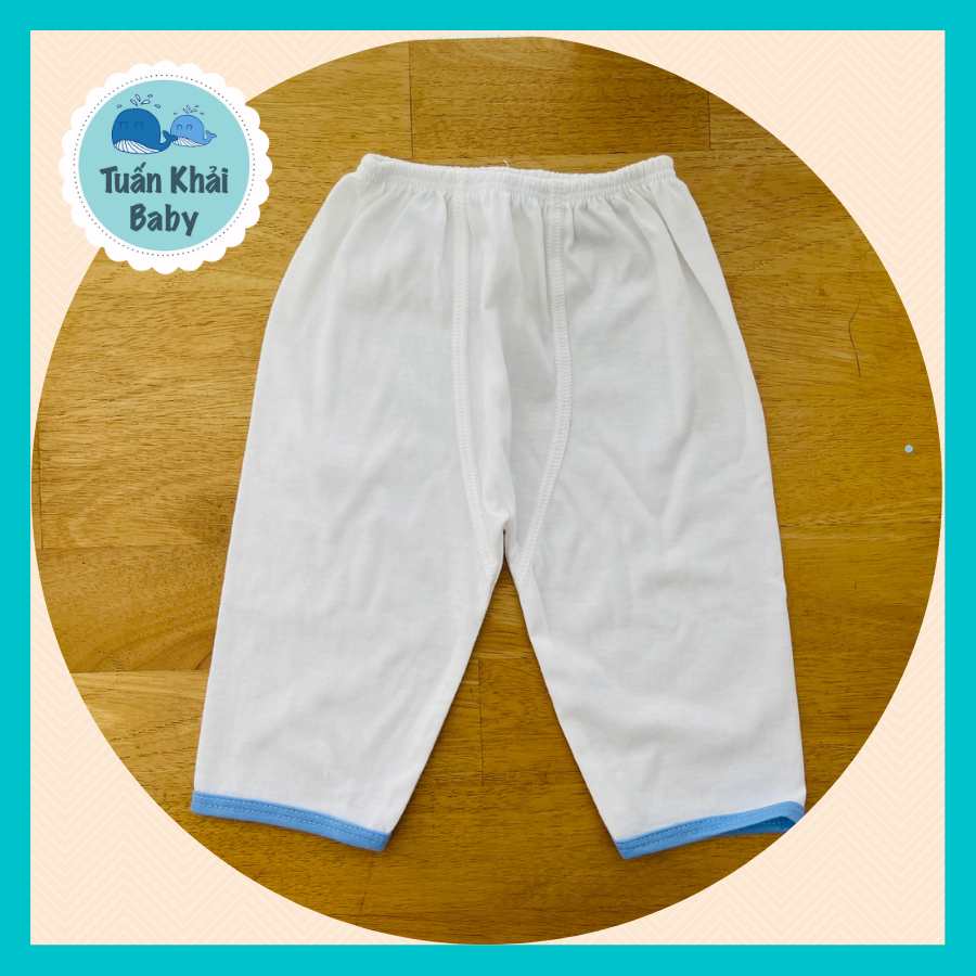 1 Quần sơ sinh cotton cao cấp CUNCON | Mẫu Quần Dài Trắng Rã Đáy | Size 1,2,3 cho bé sơ sinh - 9kg