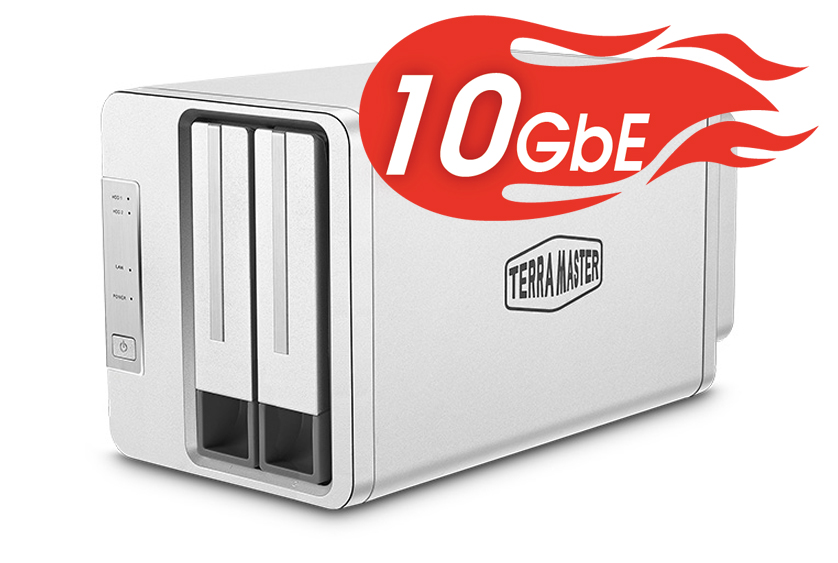 Bộ lưu trữ mạng NAS TerraMaster F2-422, LAN 10Gbps, Intel Quad-Core 1.5GHz, 4GB RAM, 651MB/s, 2 khay ổ cứng RAID 0,1,JBOD,Single - Hàng chính hãng