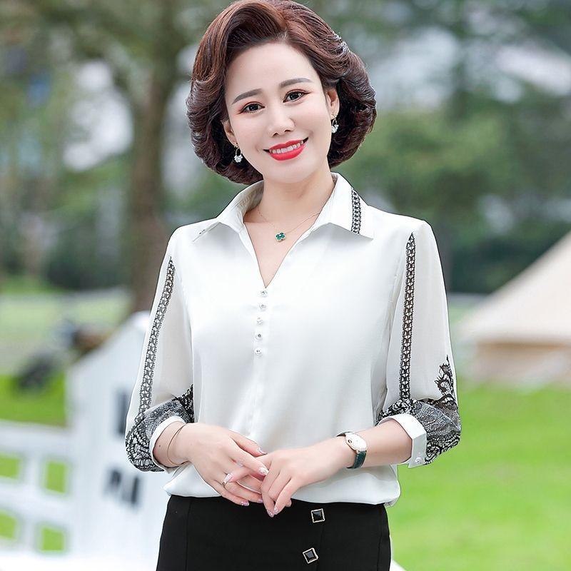 ÁO SƠ MI IN HỌA TIẾT REN TRUNG NIÊN SANG TRONG_ÁO KIỂU CHO NỮ TRUNG NIÊN