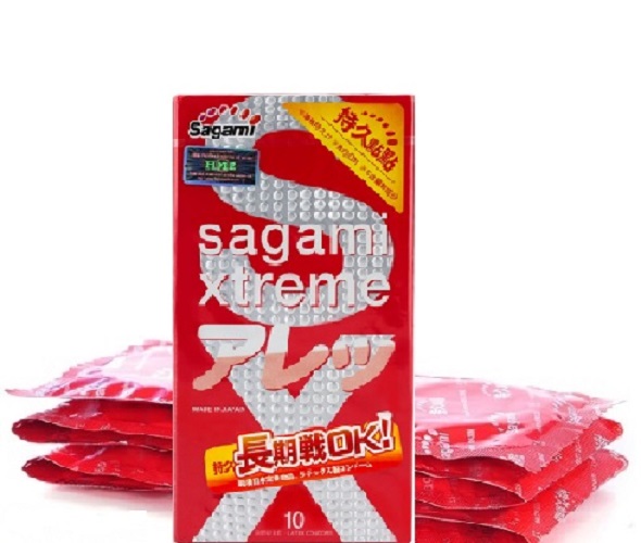 Bao cao su Sagami Xtreme Feel Long gai chấm nổi (Hộp 10 chiếc)