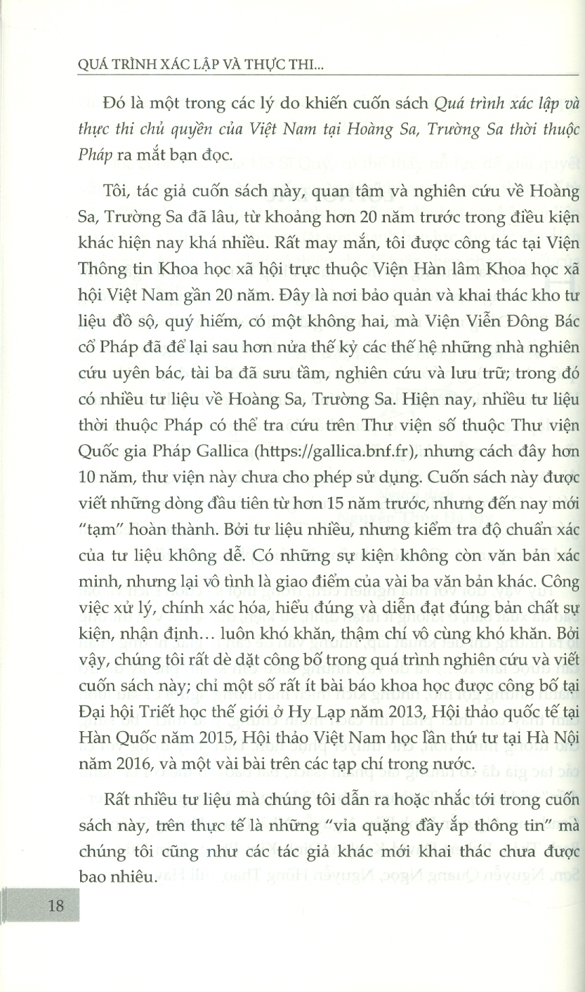 Quá Trình Xác Lập Và Thực Thi Chu Quyen Của Việt Nam Tại Hoàng Sa, Trường Sa Thời Thuộc Pháp
