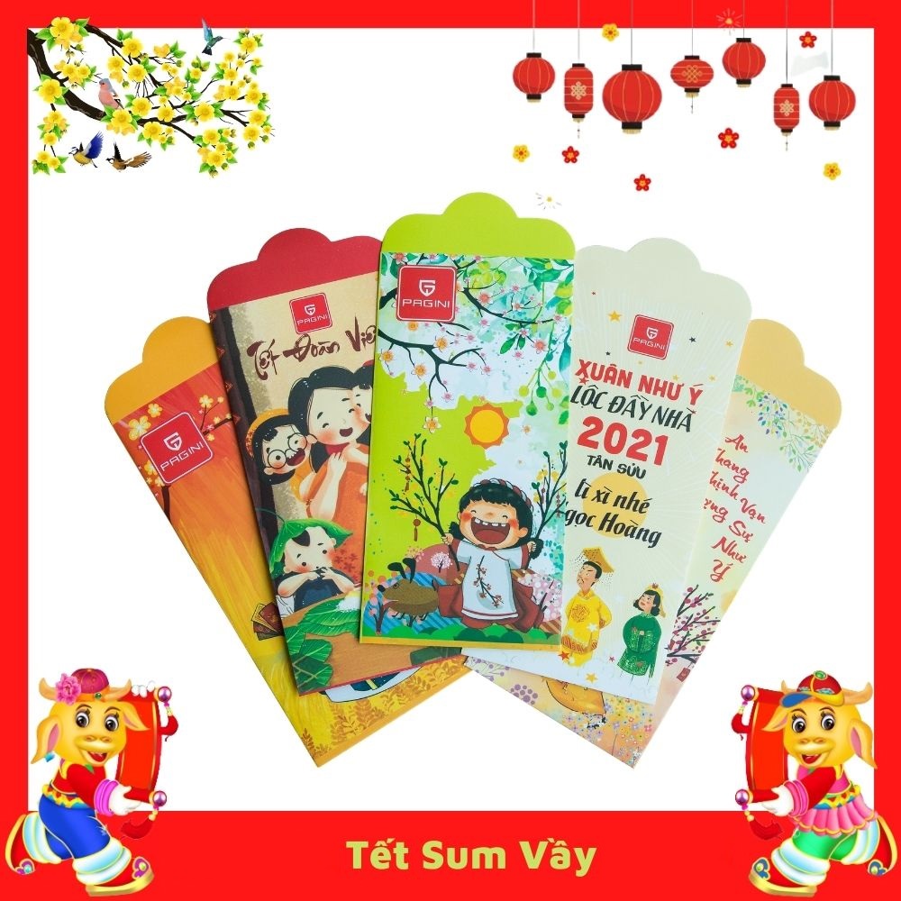 COMBO 5 Bao Lì Xì Pagini 2021 Tân Sửu Chất Lượng Cao Siêu Dễ Thương