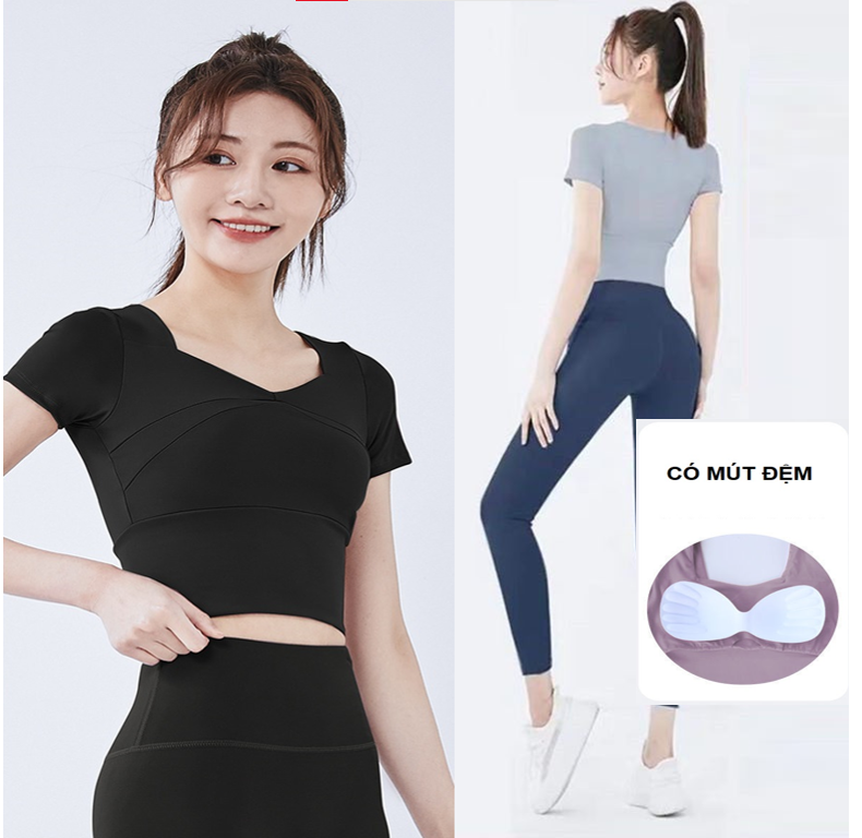 Áo Croptop thể thao CÓ MÚT ĐỆM áo tập Gym Yoga ôm body, tôn dáng