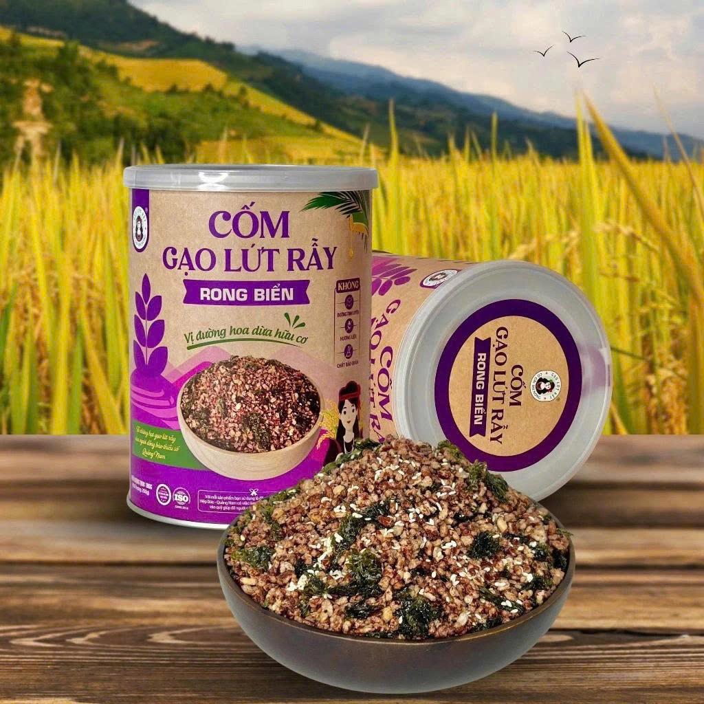 Combo 2 Hũ Cốm Gạo Lứt Rẫy Rong Biển Bh.Nong (Mỗi Hũ 180g) - Dinh Dưỡng Cho Người Ăn Vặt Healthy, Ăn Chay, Ăn Kiêng