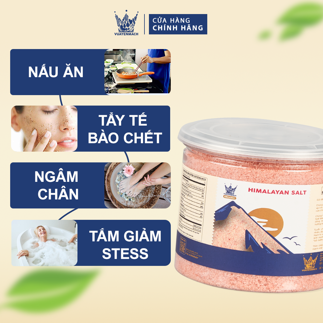 Muối hồng Himalaya VUA YẾN MẠCH nhập khẩu Pakistan chính hãng chuyên dùng nấu ăn 500gr