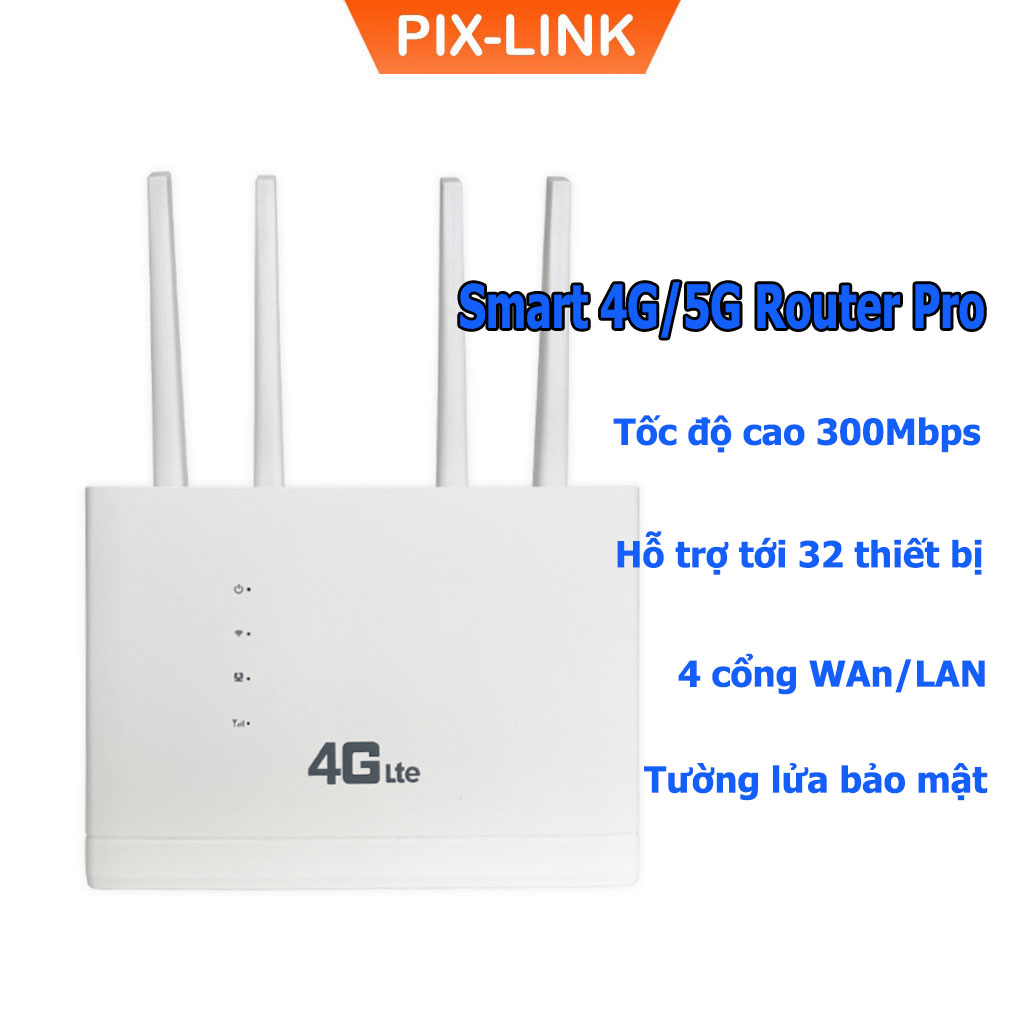 Bộ phát wifi từ sim 4G Pixlink CPE 806 tốc độ cao 300Mbps, router wifi không dây tích hợp nhiều cổng WAN/LAN thoải mái sử dụng trong gia đình và đem theo bên mình - Hàng chính hãng/ Hàng nhập khẩu