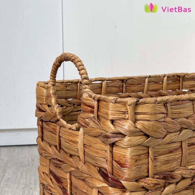 Giỏ lục bình VIETBAS hình chữ nhật có quai MAU55