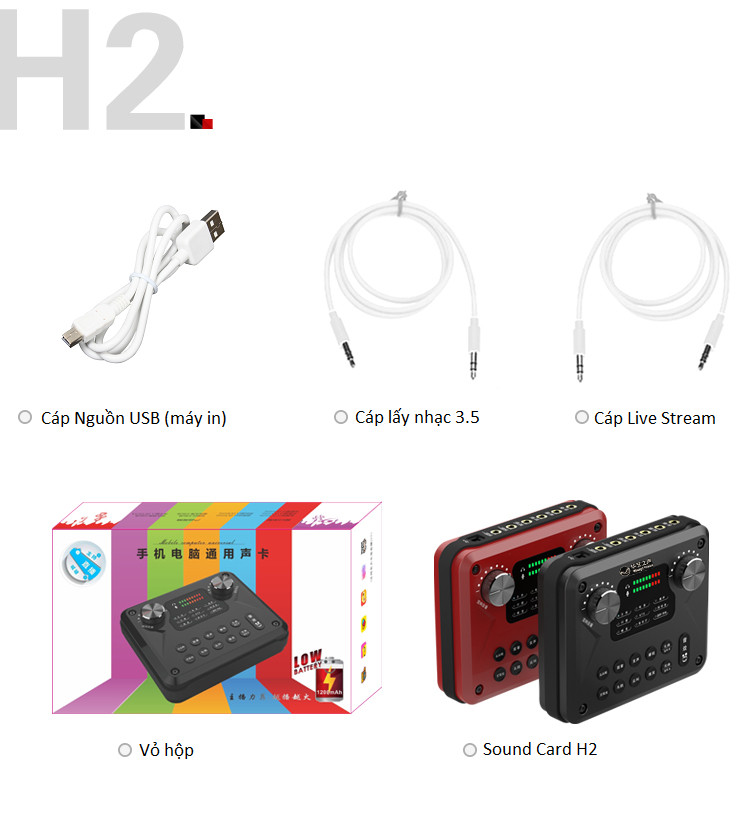 Sound Card H2 Pro Auto Tune Hát Live Stream